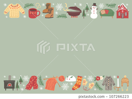 Cute frame with winter items illustration 107266223