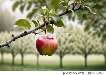 The apples growing on the branches are rich and colorful. 107266263