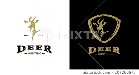 Vector adventure deer mammal illustration vintage logo design template Vector adventure deer mammal illustration vintage logo design template 107266673