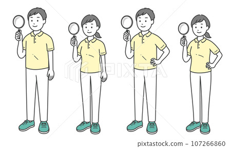 護理人員男性和女性有放大鏡對角 107266860
