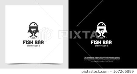 Geometric of fish with glasses drink icon logo vector. Restaurant business logo vector template Geometric of fish with glasses drink icon logo vector. Restaurant business logo vector template 107266899
