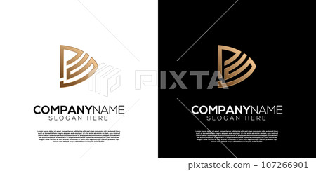 Vector monogram P S Initial with play button logo design template 107266901