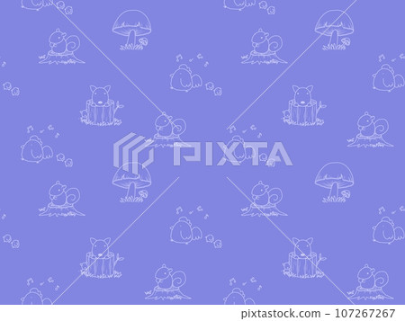 蘑菇和動物無縫圖案 ④ 107267267