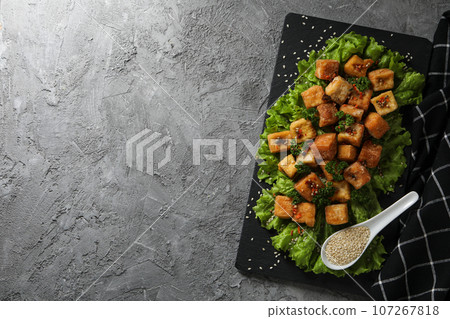 Fried tofu, delicious and tasty fried food 107267818