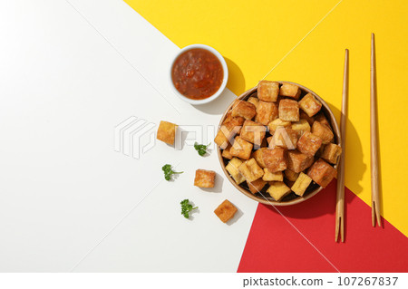 Fried tofu, tasty and delicious fried food Fried tofu, tasty and delicious fried food 107267837