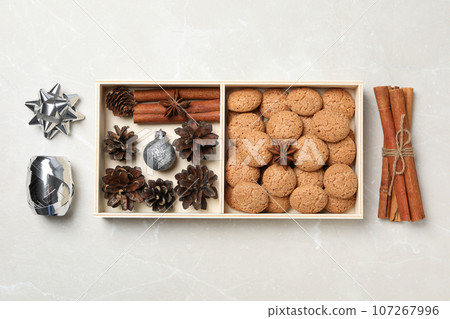 Delicious, Dutch Pepernoten Christmas cookies in a gift box Delicious, Dutch Pepernoten Christmas cookies in a gift box 107267996
