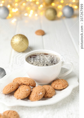 Concept of tasty Dutch Christmas cookies, Pepernoten 107267999