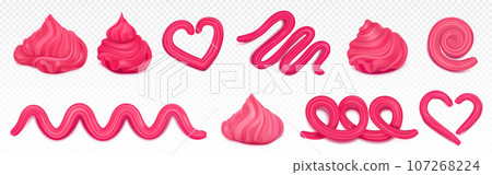 Pink whipped cream design elements for pastry 107268224