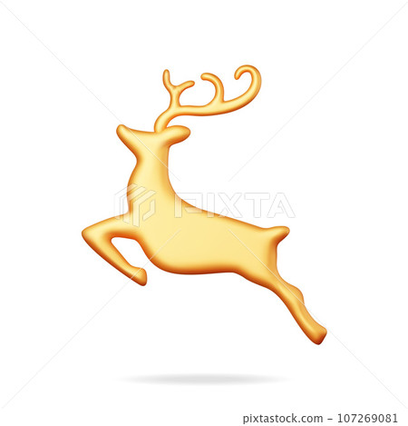 3D Christmas Deer Statue Isolated 3D Christmas Deer Statue Isolated 107269081