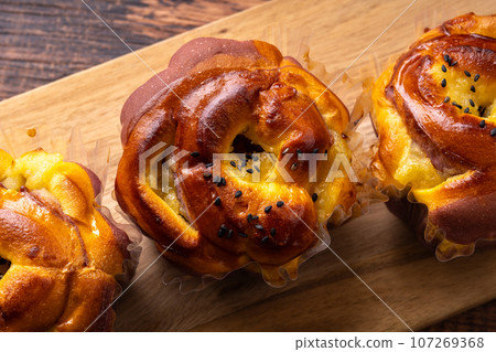 sweet potato brioche roll sweet potato brioche roll 107269368
