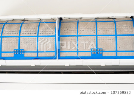 air conditioner with dirty filter close up air conditioner with dirty filter close up 107269883