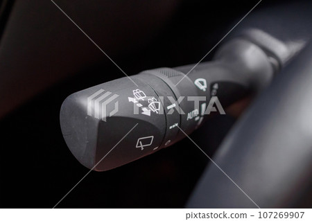 car windshield rain wiper control switch close up 107269907