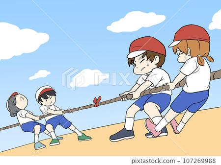 小學生玩拔河背景 107269988