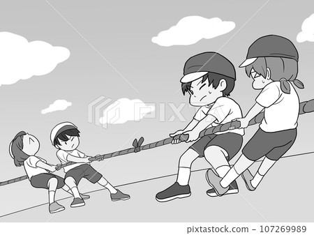 小學生玩拔河背景灰色 107269989