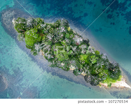 石川縣能登市旅遊勝地見附島（又稱軍艦島）的空拍 107270534
