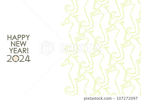 2024 Year of the Dragon New Year's card Seahorse pattern 2024 Year of the Dragon New Year's card Seahorse pattern 107272097