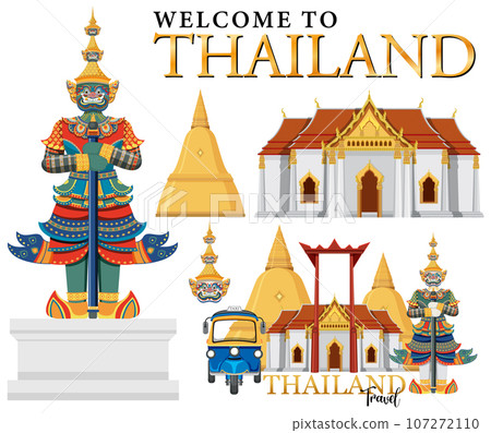 Set of elements about thailand tourist attraction 107272110