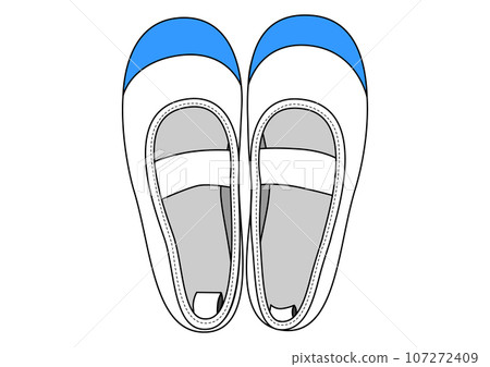室內鞋 淺藍色 waubaki 室內鞋 從上方看芭蕾舞鞋的插圖 107272409