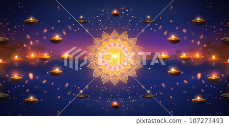 Traditional Diwali Festival decoration background. Festival of lights concept. Traditional Diwali Festival decoration background. Festival of lights concept. 107273493