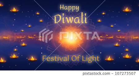 Traditional Happy Diwali Festival decoration background. Festival of lights concept. Traditional Happy Diwali Festival decoration background. Festival of lights concept. 107273507
