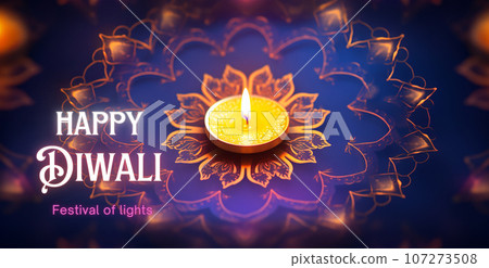 Traditional Happy Diwali Festival decoration background. Festival of lights concept. Traditional Happy Diwali Festival decoration background. Festival of lights concept. 107273508