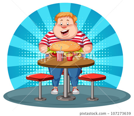 Overweight Man and Fast Food Temptation 107273639