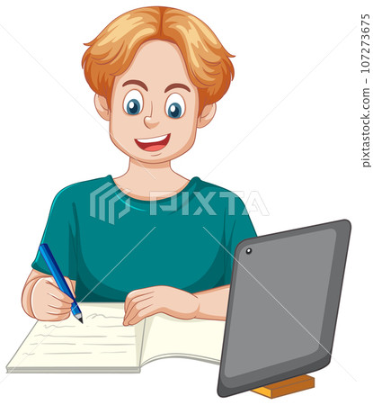 Teenage Boy Doing Homework Teenage Boy Doing Homework 107273675