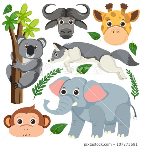 Set of mix animal character 107273681