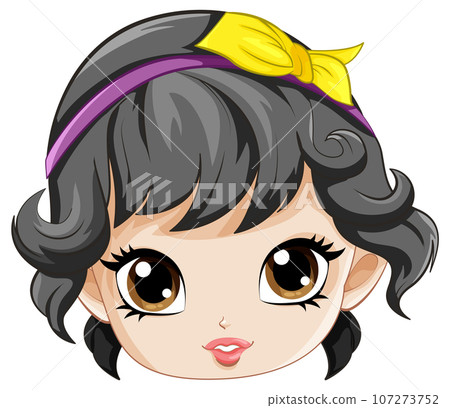 Adorable Girl Head Cartoon Character 107273752
