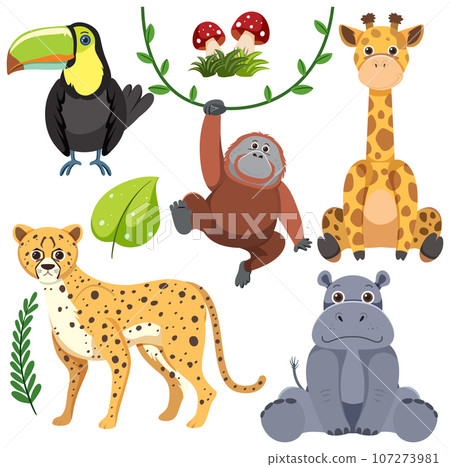 Wild Animals Cartoon Collection 107273981