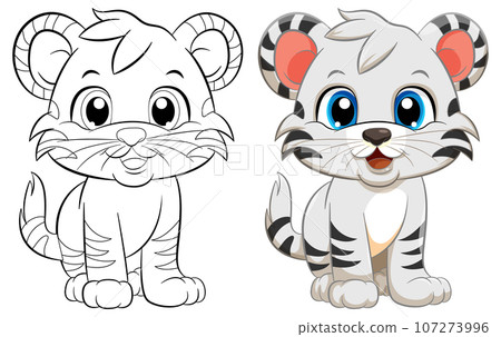 Coloring Page Outline of Cute Tiger 107273996
