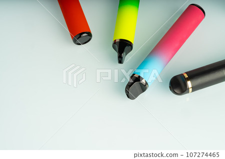 disposable electronic cigarettes on white background disposable electronic cigarettes on white background 107274465