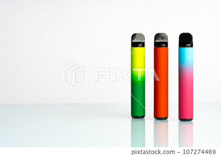 disposable electronic cigarettes on white background disposable electronic cigarettes on white background 107274469