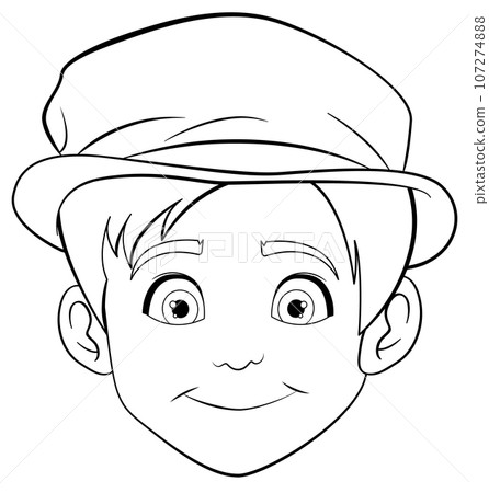 Cartoon Illustration of Man Wearing Hat Cartoon Illustration of Man Wearing Hat 107274888