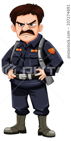 Grumpy army officer cartoon Grumpy army officer cartoon 107274891