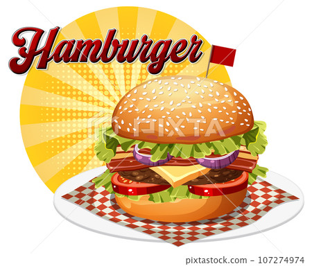 Delicious Hamburger with text icon Delicious Hamburger with text icon 107274974