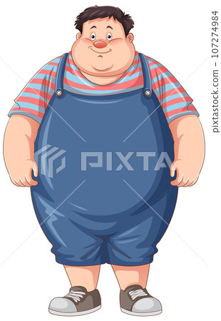 Overweight Man Cartoon Character 107274984