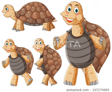 Set of turtle cartoon character 107274985
