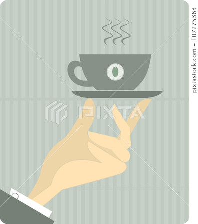 Hand with a cup of coffee.  Hand with a cup of coffee 107275363