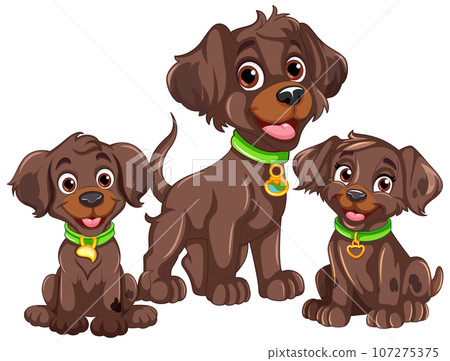 Happy Dog and Puppy in Cartoon Style 107275375