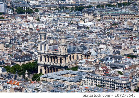 Aerial view of the Saint-Sulpice church in Paris 107275545
