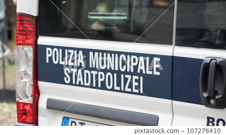 police van by polizia municipale, Stadtpolizei, municipal police, responsible to the mayors of the various municipalities of Italy 107276410
