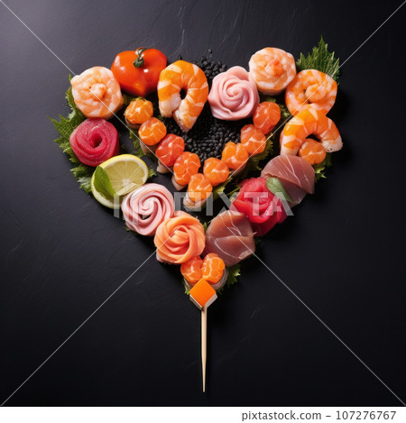 Heart shaped Valentine day sushi set. Classic - Stock Illustration  [109903853] - PIXTA