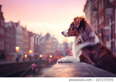 Close-up of cute dog with beautiful bokeh background, Generative AI illustration 107277070