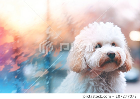 Close-up of cute dog with beautiful bokeh background, Generative AI illustration 107277072