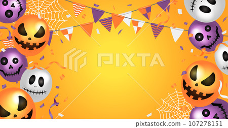 Happy Halloween horizontal web banner vector illustration (no text) 107278151