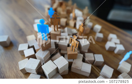 Human models on podium on table 107278925