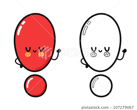 Exclamation point character outline cartoon illustration for coloring book. Vector hand drawn Exclamation point raditional cartoon vintage, retro, kawaii character. Isolated white background 107279067