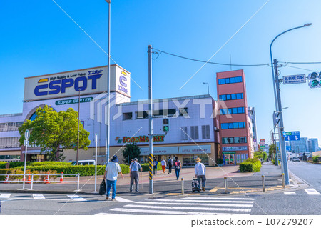 Tokyo cityscape in Japan, overlooking the Espot in front of Kitashin-Yokohama station on the subway 107279207