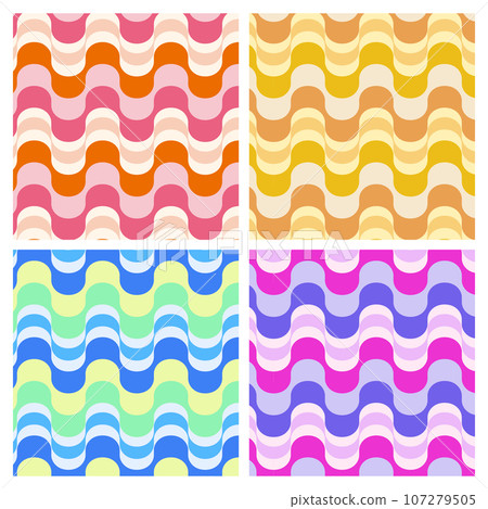 Colorful retro pattern set Colorful retro pattern set 107279505